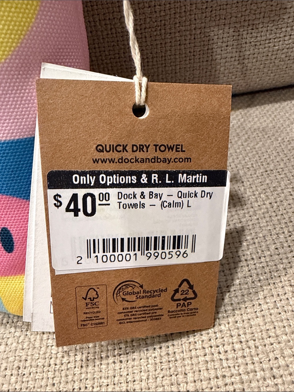 Dock & Bay Smiley Quick Dry Towel - Large - Picture 2 of 4